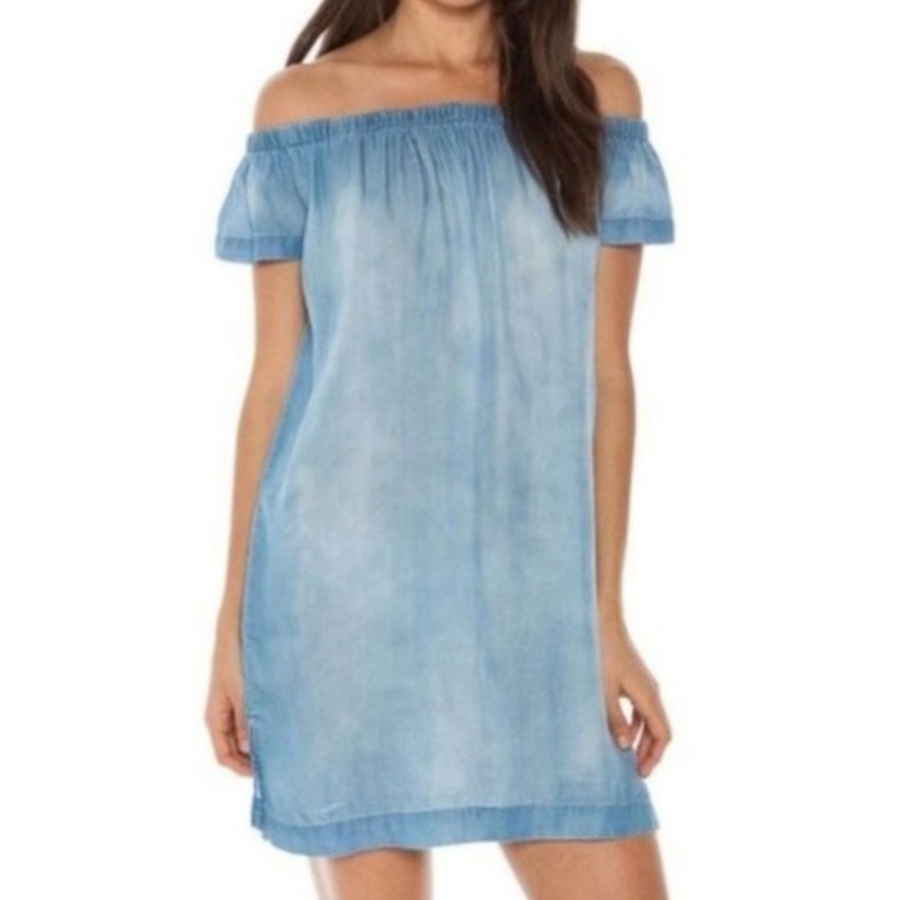 cloth & stone off the shoulder chambray dress